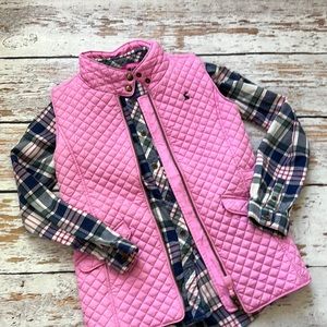 Joules Girls Flannel Top and Quilted Vest Size 10/12